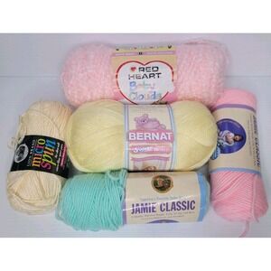 5 Skeins of Yarn Bernat Jamie Classic Red Heart Baby Clouds & Micro Spun Weights